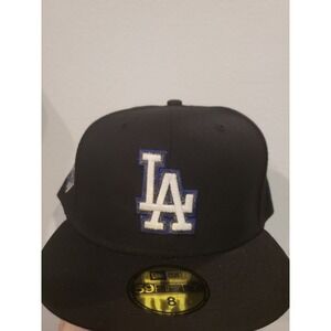 Los Angeles Dodgers Hat Cap 50th Anniversary Patch Black Size 8 New Era
